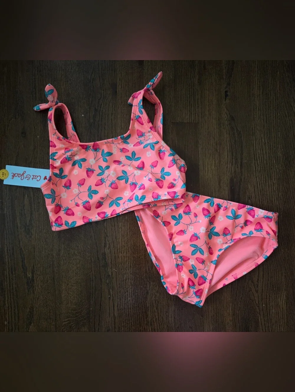 New Cat & Jack Girls Large 10/12 Strawberry Swimsuit